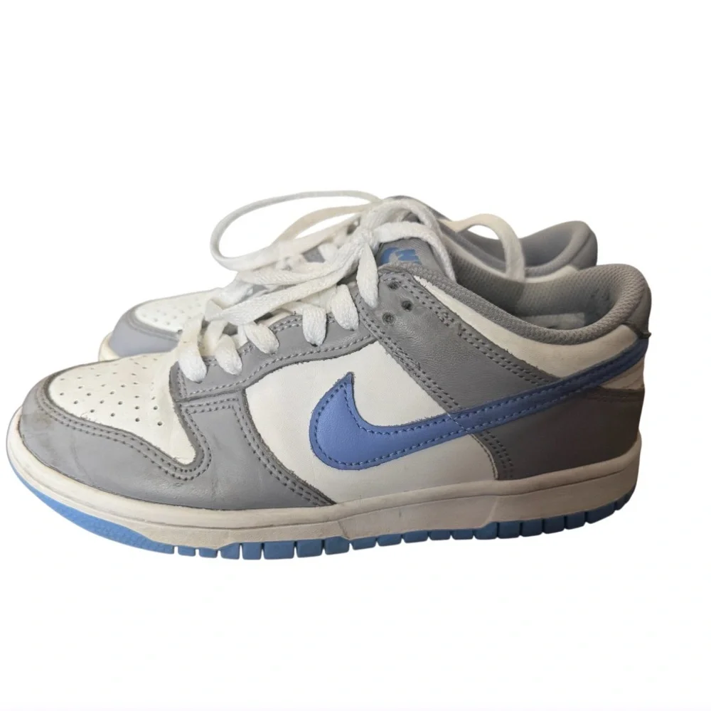 Nike Dunk Low White and Blue “Cement Royal” Athletic Shoes-Size 5Y